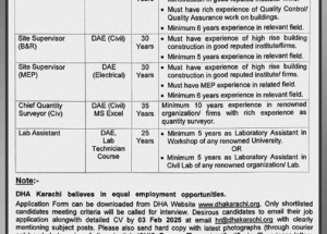 Latest Defence Housing Authority DHA Karachi Jobs January 2025