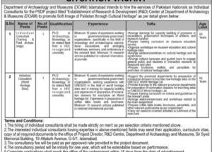 Department of Archaeology & Museums Islamabad Jobs Jan 2025