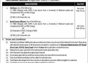 Heavy Industries Taxila Board HIT Jobs February 2025