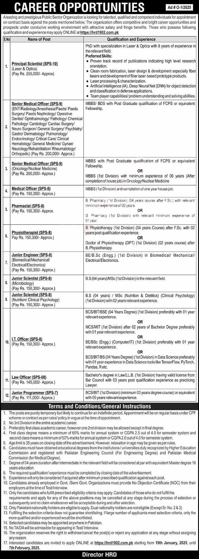 Pakistan Atomic Energy PAEC jobs 19 January 2025 