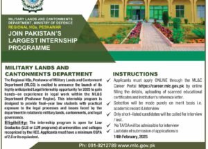 Military Lands and Cantonment Department Peshawar Jobs January 2025