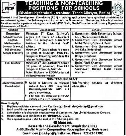 Research and Development Foundation RDF Jobs 2025 