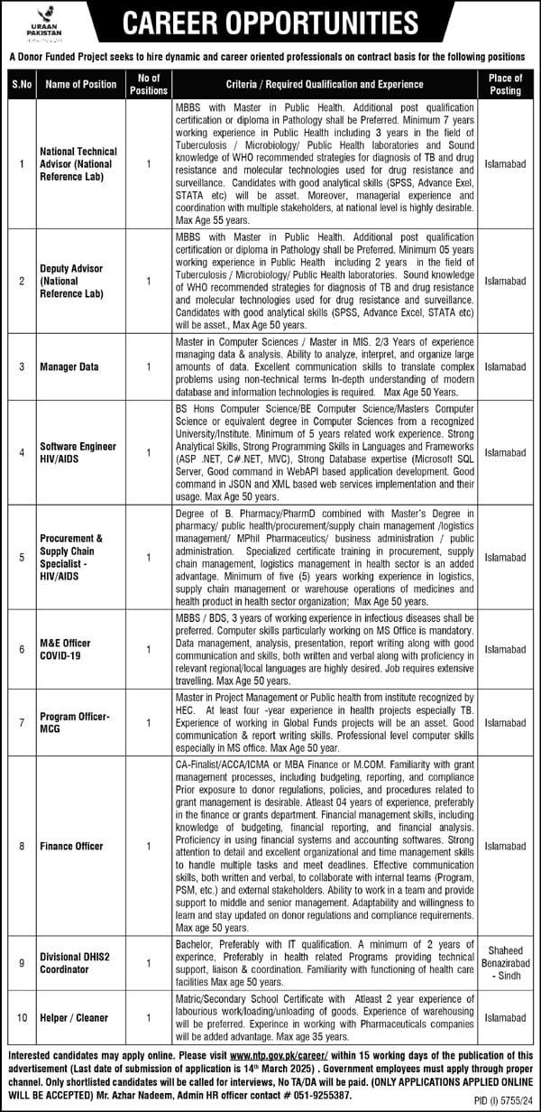 Latest Donor Funded Project Islamabad Jobs 2025