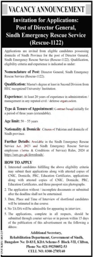 Sindh Rescue 1122 Jobs February 2025