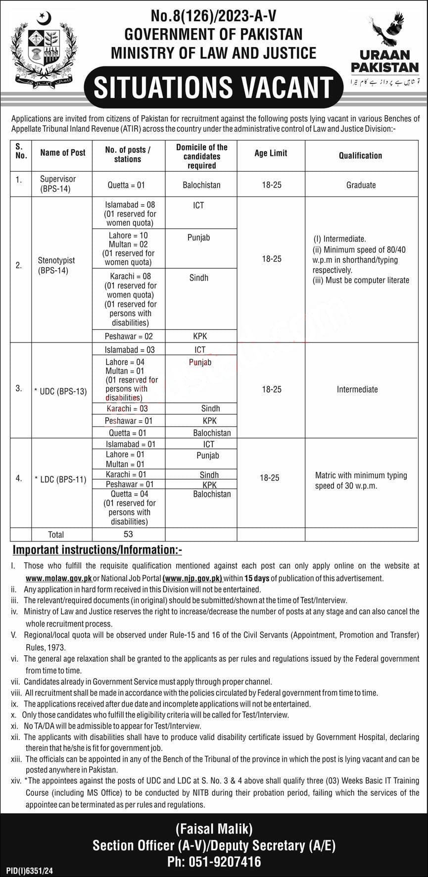 Ministry of Law and Justice MOLAW Vacancies 2025