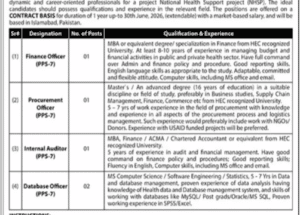 Latest Ministry of National Health Services Islamabad Job Vacancies 2025