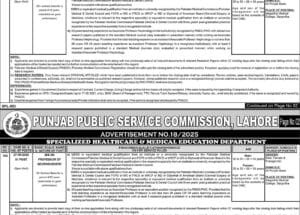 Latest PPSC Vacancies Advertisement No.18/2025