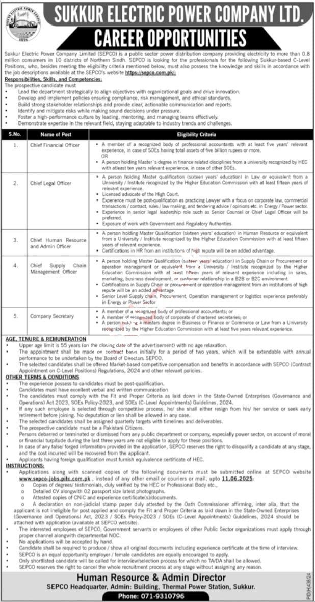 Sukkur Electric Power Company SEPCO Job Vacancies 2025